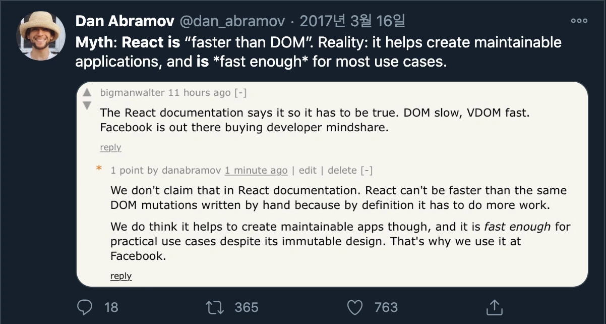 Redux 창시자, React 개발팀원인 Dan Abramov의 트윗