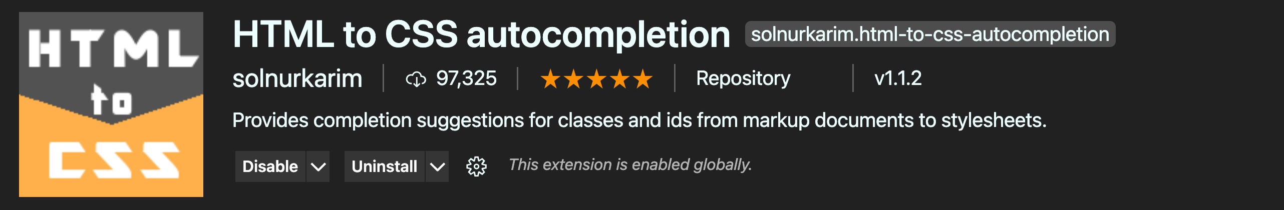 VSCode Extensions - HTML to CSS completion